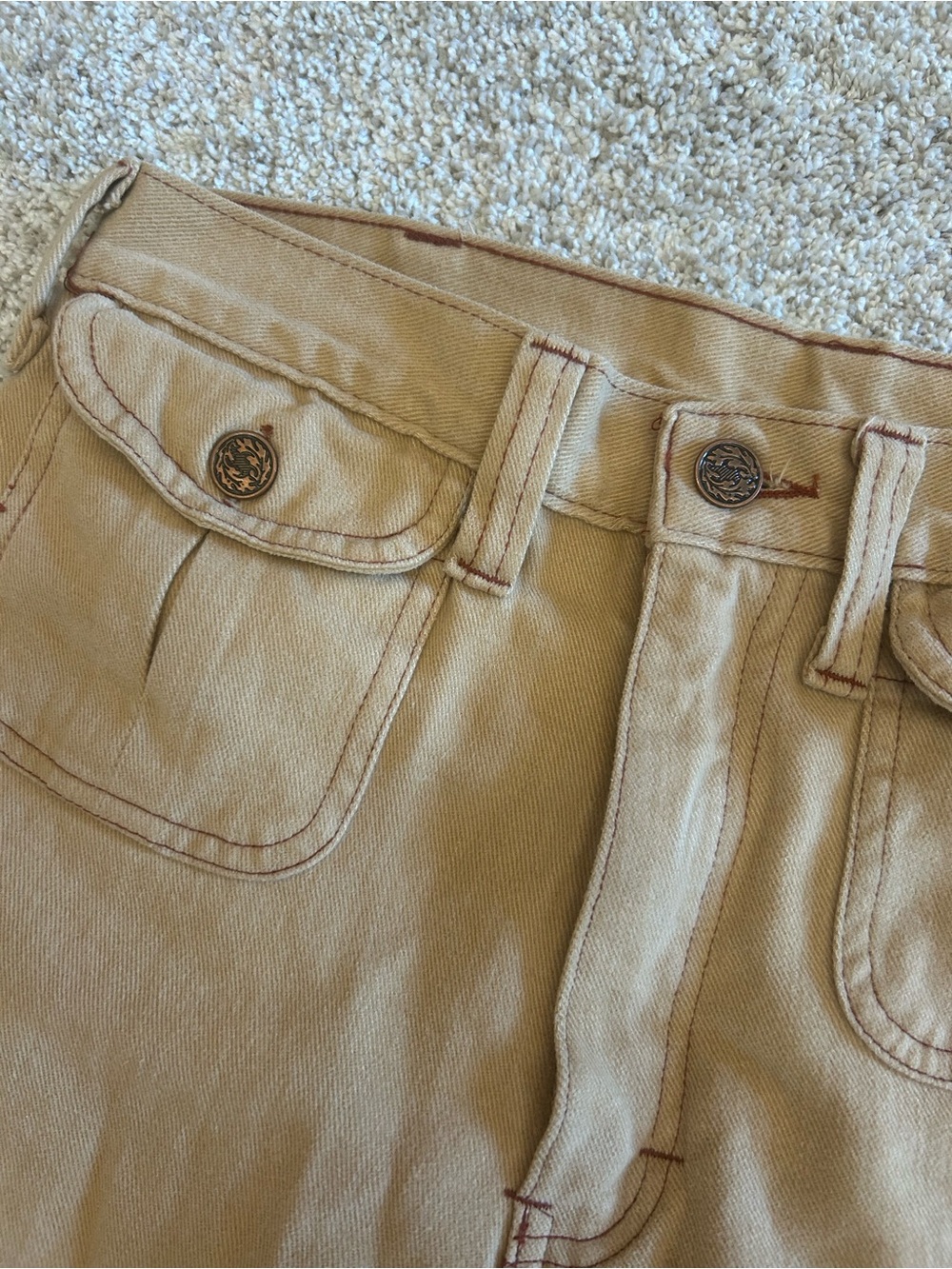 Vintage cotton JC Penney wide leg pants boho western Button Pockets 28